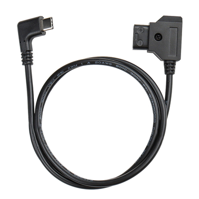 D Toque macho a USB Tipo C Ángulo derecho Cable de alimentación de la cámara para la batería de bloqueo en V